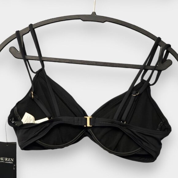 LAUREN RALPH LAUREN Twist Front Double Strap Bikini Top Black NWT - Picture 5 of 8